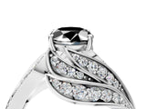 White gold Fancy Black Oval Cut Diamond Solitaire Ring with Prong Setting and Twisted Pavé Band_16