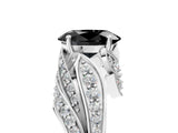 White gold Fancy Black Oval Cut Diamond Solitaire Ring with Prong Setting and Twisted Pavé Band_17