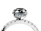 White gold Fancy Black Oval Cut Diamond Solitaire Ring with Round  Pavé Band and Four-Prong Setting_52