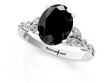 White gold Fancy Black Oval Cut Diamond Solitaire Ring with Side Stones and Four-Prong Setting_73