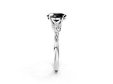 White gold Fancy Black Oval Cut Diamond Solitaire Ring with Side Stones and Four-Prong Setting_74