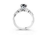 White gold Fancy Black Oval Cut Diamond Solitaire Ring with Side Stones and Four-Prong Setting_75