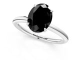 White gold Fancy Black Oval Cut Diamond Solitaire Ring with Thin Band and Four-Prong Setting_1