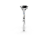 White gold Fancy Black Oval Cut Diamond Solitaire with Side Baguettes and Channel Set Band_2