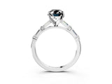 White gold Fancy Black Oval Cut Diamond Solitaire with Side Baguettes and Channel Set Band_3