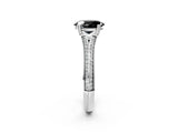 White gold Fancy Black Oval Cut Diamond Split Shank Engagement Ring with Pavé Band_2