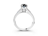 White gold Fancy Black Oval Cut Diamond Split Shank Engagement Ring with Pavé Band_3
