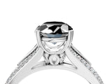 White gold Fancy Black Oval Cut Diamond Split Shank Engagement Ring with Pavé Band_4