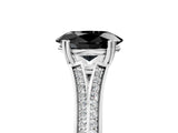 White gold Fancy Black Oval Cut Diamond Split Shank Engagement Ring with Pavé Band_5
