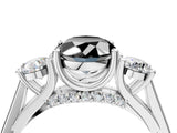 White gold Fancy Black Oval Cut Diamond Three-Stone Engagement Ring with Prong Setting and Pavé Band_4