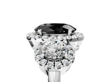 White gold Fancy Black Oval Cut Diamond Three-Stone Halo Ring with Prong Setting and Pavé Accents_5