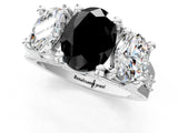 White gold Fancy Black Oval Cut Diamond Three-Stone Ring with Channel Set Band and Four-Prong Setting_25