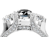 White gold Fancy Black Oval Cut Diamond Three-Stone Ring with Channel Set Band and Four-Prong Setting_28