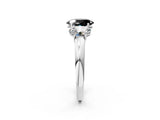 White gold Fancy Black Oval Cut Diamond Three-Stone Ring with Four-Prong Setting and Classic Band_2