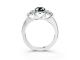 White gold Fancy Black Oval Cut Diamond Three-Stone Ring with Four-Prong Setting and Classic Band_3