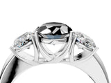 White gold Fancy Black Oval Cut Diamond Three-Stone Ring with Four-Prong Setting and Classic Band_4