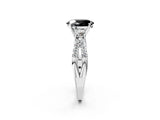 White gold Fancy Black Oval Cut Diamond Three-Stone Ring with Pavé Split Shank and Four-Prong Setting_2