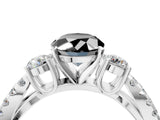 White gold Fancy Black Oval Cut Diamond Three-Stone Ring with Pavé Split Shank and Four-Prong Setting_4
