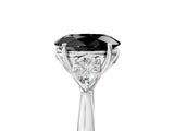 White gold Fancy Black Oval Cut Diamond Three-Stone Ring with Pear  Side Stones and Prong Setting_89