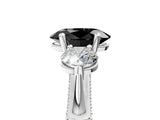 White gold Fancy Black Oval Cut Diamond Three-Stone Ring with Prong Setting and Pavé Band_5