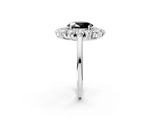 White gold Fancy Black Oval Cut Halo Cluster Diamond Ring with Pave Band and Four-Prong Setting_14