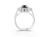 White gold Fancy Black Oval Cut Halo Cluster Diamond Ring with Pave Band and Four-Prong Setting_15