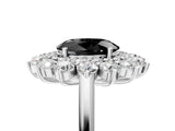 White gold Fancy Black Oval Cut Halo Cluster Diamond Ring with Pave Band and Four-Prong Setting_17