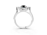 White gold Fancy Black Oval Cut Halo Diamond Cluster Ring with Marquise and Round Stones on a White Gold Band with Prong Setting_3