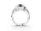White gold Fancy Black Oval Cut Halo Diamond Engagement Ring with Pave Split Shank and Four-Prong Setting_15