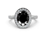 White gold Fancy Black Oval Cut Halo Diamond Engagement Ring with Split Shank Band and Four-Prong Setting_12