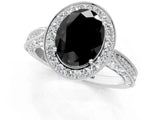 White gold Fancy Black Oval Cut Halo Diamond Engagement Ring with Split Shank Band and Four-Prong Setting_13