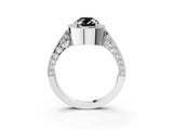 White gold Fancy Black Oval Cut Halo Diamond Engagement Ring with Split Shank Band and Four-Prong Setting_15
