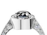 White gold Fancy Black Oval Cut Halo Diamond Engagement Ring with Split Shank Band and Four-Prong Setting_16