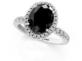 White gold Fancy Black Oval Cut Halo Diamond Pave Band with Prong Setting_1