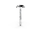 White gold Fancy Black Oval Cut Halo Diamond Pave Band with Prong Setting_2