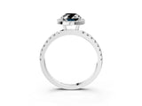 White gold Fancy Black Oval Cut Halo Diamond Pave Band with Prong Setting_3