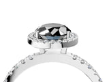 White gold Fancy Black Oval Cut Halo Diamond Pave Band with Prong Setting_4