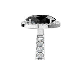White gold Fancy Black Oval Cut Halo Diamond Pave Band with Prong Setting_5