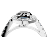 White gold Fancy Black Oval Cut Halo Diamond Ring with Pavé Band and Three-Prong Setting_16