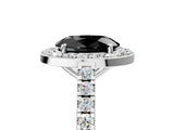 White gold Fancy Black Oval Cut Halo Diamond Ring with Pavé Band and Three-Prong Setting_17