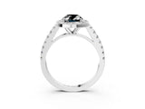 White gold Fancy Black Oval Cut Halo Diamond Ring with Pavé Band and Three-Prong Setting_51