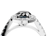 White gold Fancy Black Oval Cut Halo Diamond Ring with Pavé Band and Three-Prong Setting_52