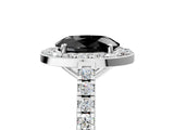White gold Fancy Black Oval Cut Halo Diamond Ring with Pavé Band and Three-Prong Setting_53
