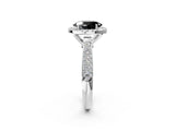 White gold Fancy Black Oval Cut Halo Diamond Ring with Pavé Band_14
