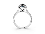 White gold Fancy Black Oval Cut Halo Diamond Ring with Pavé Band_15