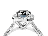 White gold Fancy Black Oval Cut Halo Diamond Ring with Pavé Band_16
