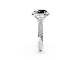 White gold Fancy Black Oval Cut Halo Diamond Ring with Pavé Band_20