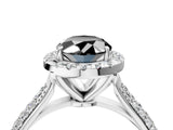 White gold Fancy Black Oval Cut Halo Diamond Ring with Pavé Band_26