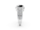 White gold Fancy Black Oval Cut Halo Diamond Ring with Round  Split Shank and Prong Setting_50
