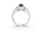White gold Fancy Black Oval Cut Halo Diamond Ring with Round  Split Shank and Prong Setting_51